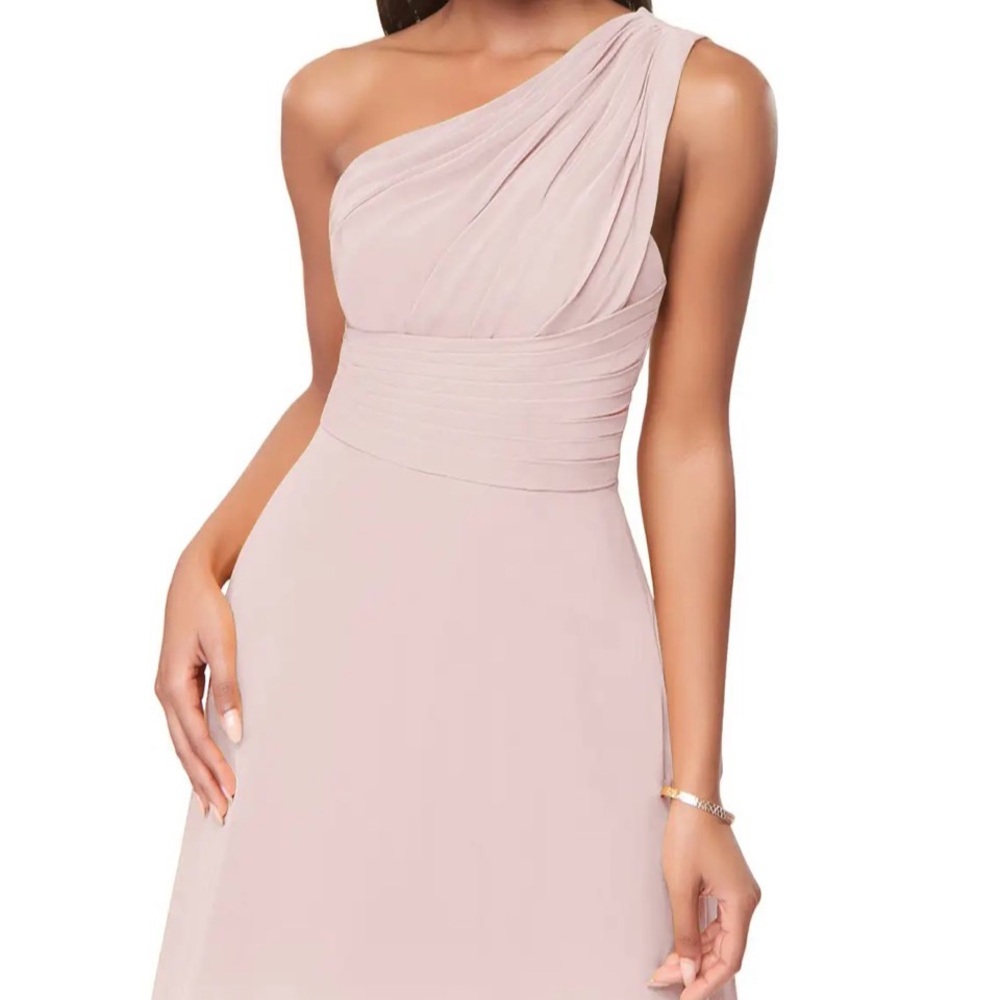 Azazie Ashley Blush Pink One-Shoulder Evening Dress